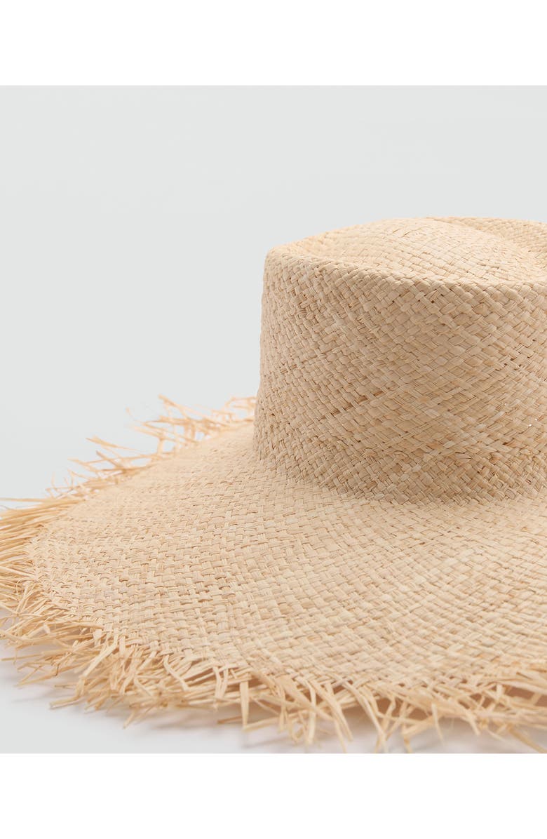 MANGO Raw Edge Raffia Hat, Alternate, color, 