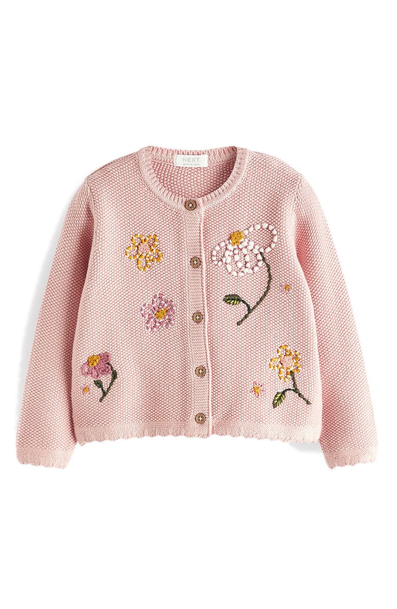 NEXT Kids' Floral Embroidered Cotton Cardigan, Main, color,