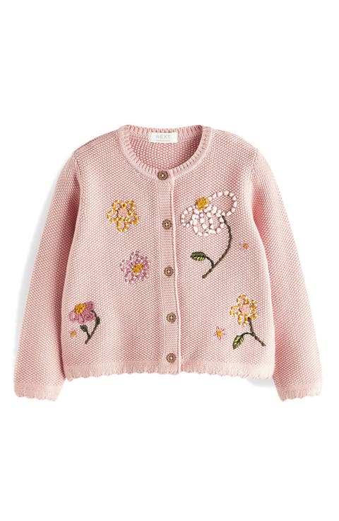 Kids' Floral Embroidered Cotton Cardigan (Little Kid)