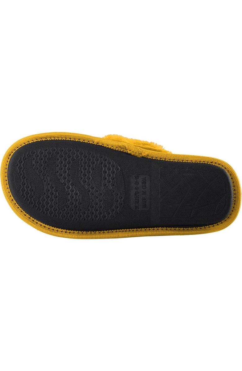 FOCO Women's FOCO Gold Los Angeles Chargers Two-Tone Crossover Faux Fur Slide Slippers, Alternate, color,