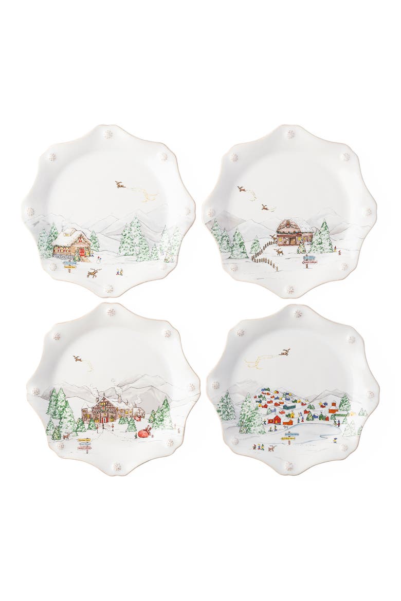 Berry & Thread North Pole Set of 4 Scalloped Dessert/Salad Plates, Main, color, MULTI
