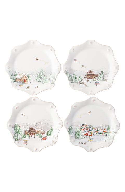 Berry & Thread North Pole Set of 4 Scalloped Dessert/Salad Plates