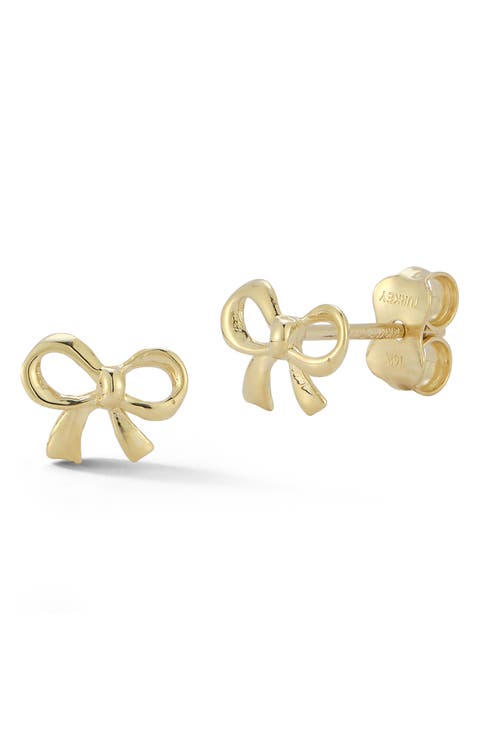 14K Bow Stud Earrings