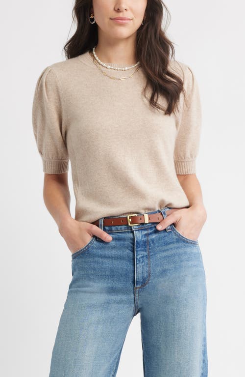 Caslonr Caslon(r) Puff Sleeve Wool & Cashmere Sweater In Brown