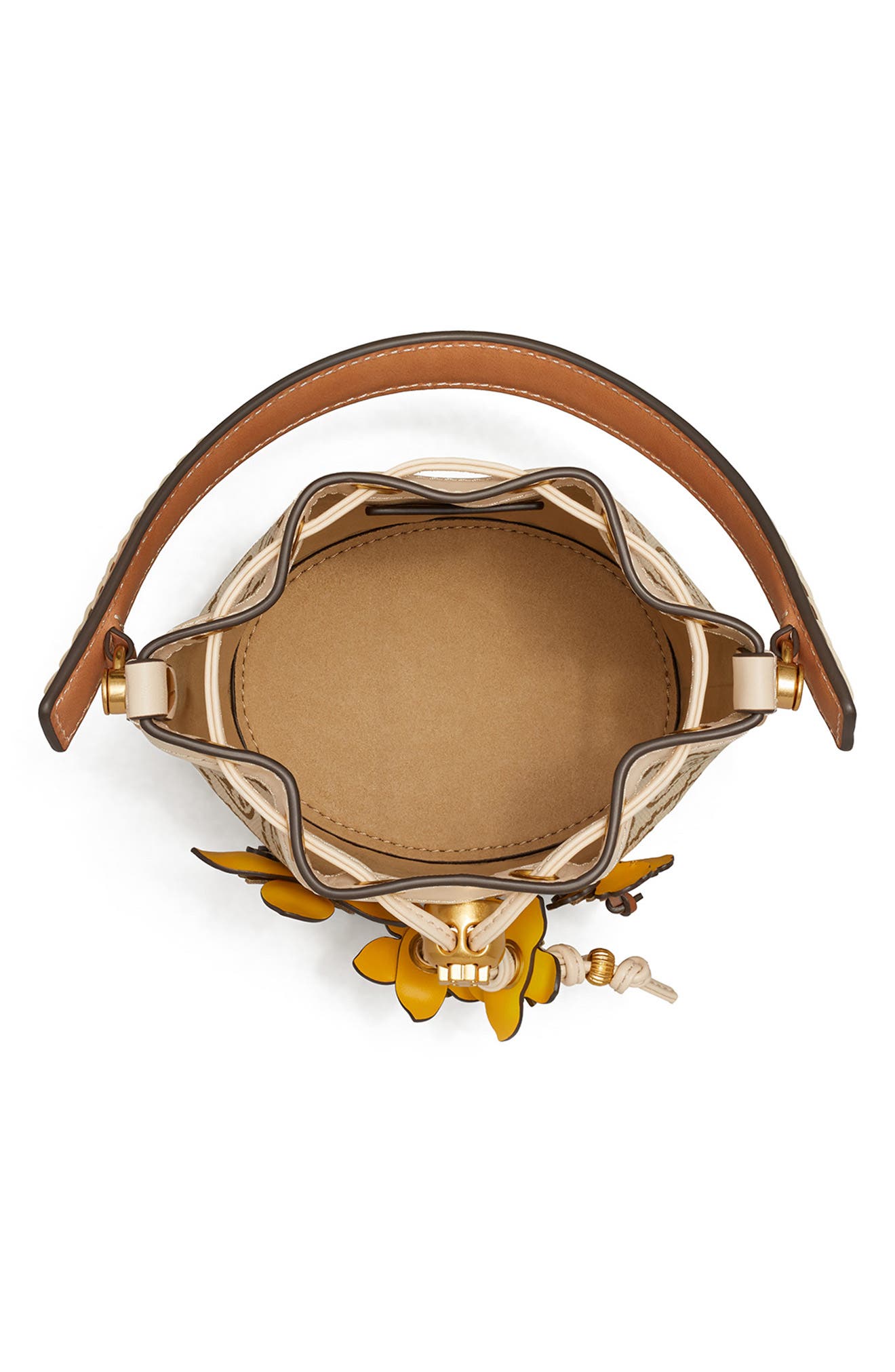 Tory Burch Mini T Monogram Floral Bucket Bag, Alternate, color, 