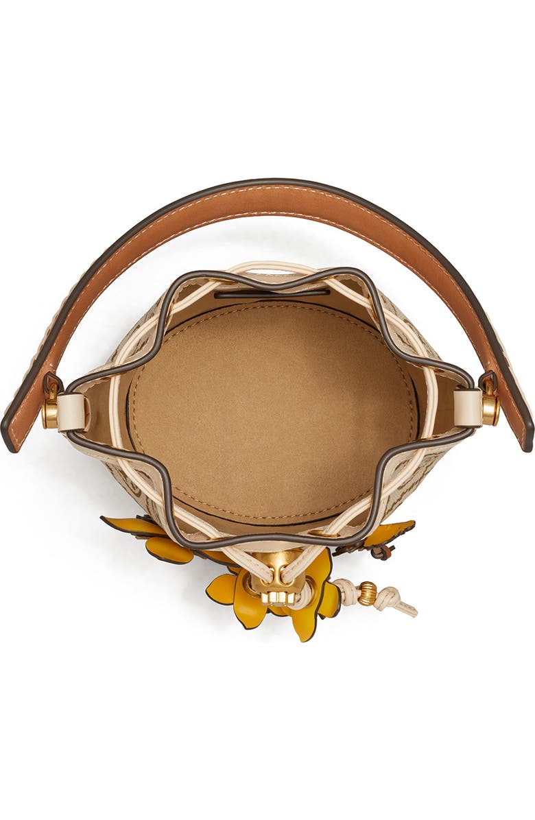 Tory Burch Mini T Monogram Floral Bucket Bag, Alternate, color,