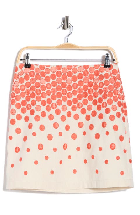 Polka Dot Cotton & Linen Blend Miniskirt