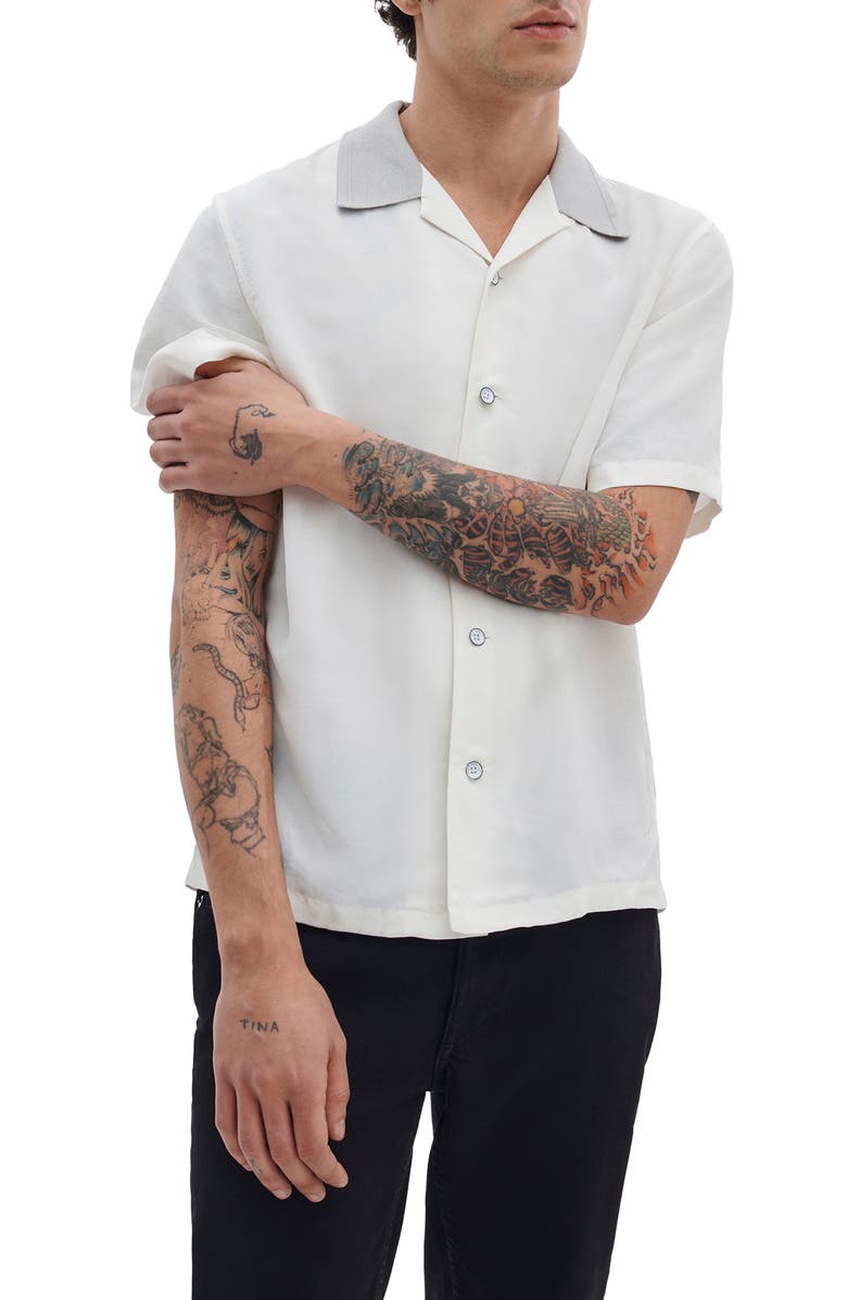 rag & bone Avery Slub Camp Shirt, Main, color, Chalk