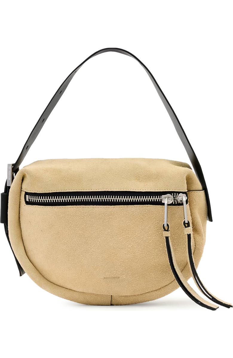 AllSaints Mini Noemie Suede Shoulder Bag, Main, color, Sahara White