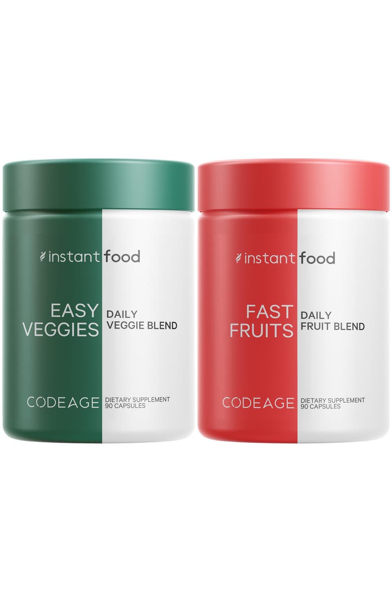 Codeage Instantfood Easy Veggies + Fast Fruits Vitamins Bundle, Main, color, White