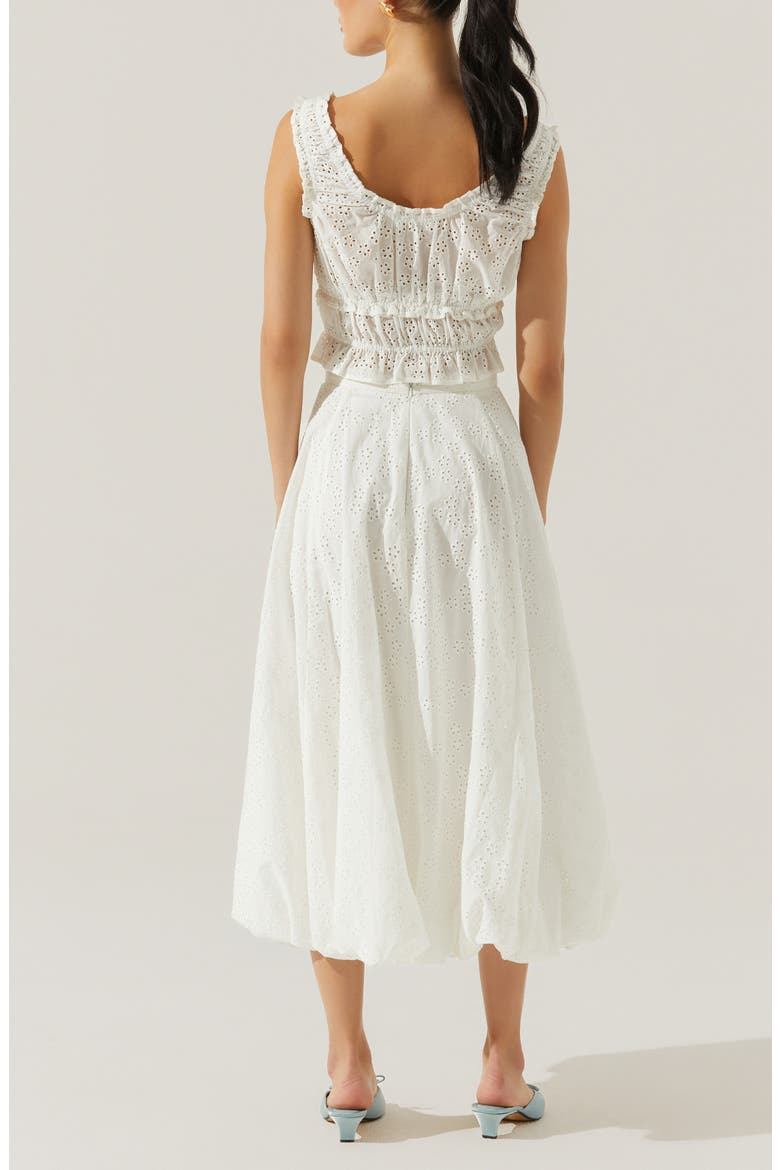 Kissel Eyelet Embroidered Shirred Crop Tank, Alternate, color, WHITE