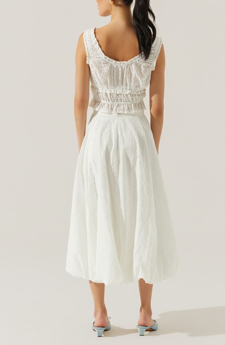 ASTR the Label Kissel Eyelet Embroidered Shirred Crop Tank, Alternate, color, White