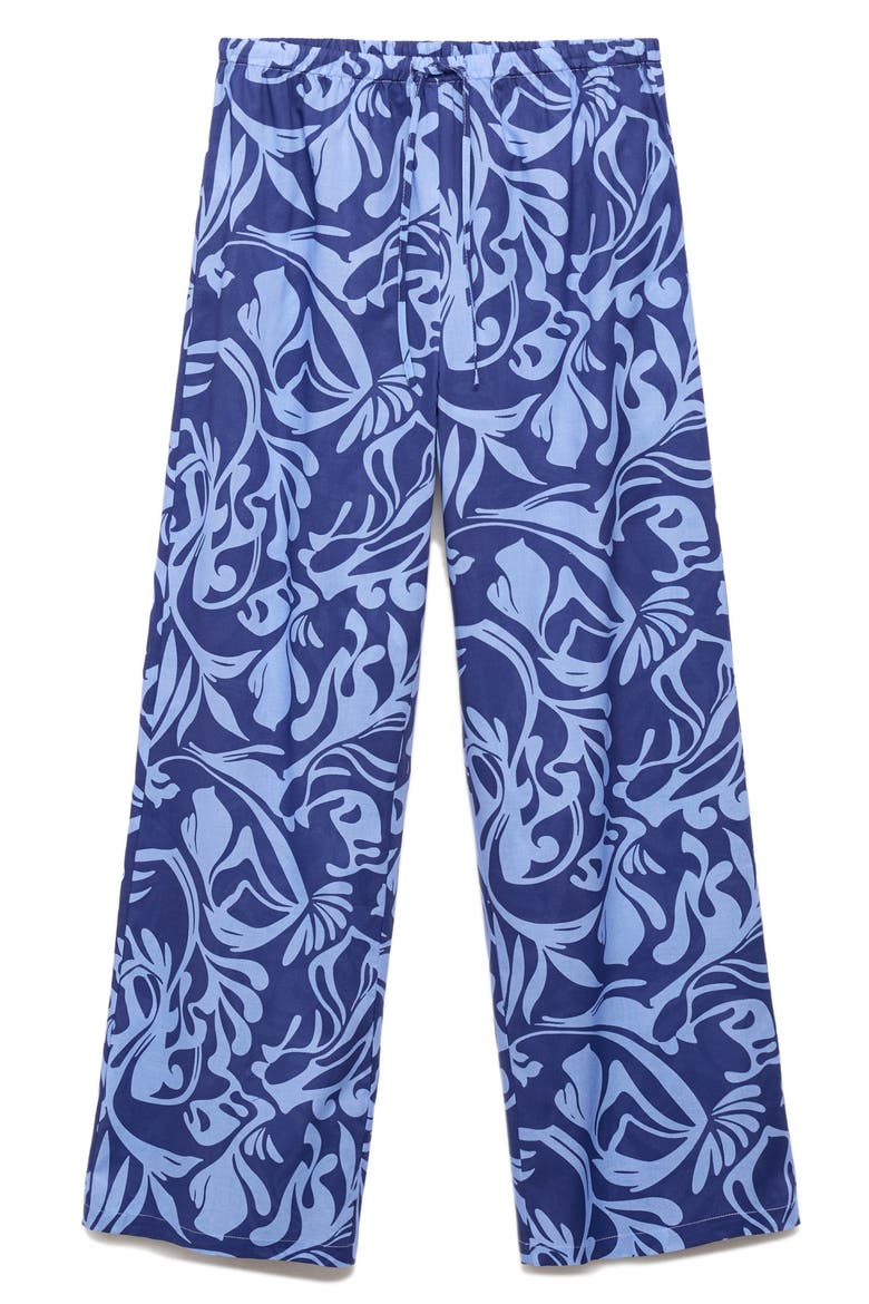 Two-Tone Print Cotton Pants, Main, color, BLUE