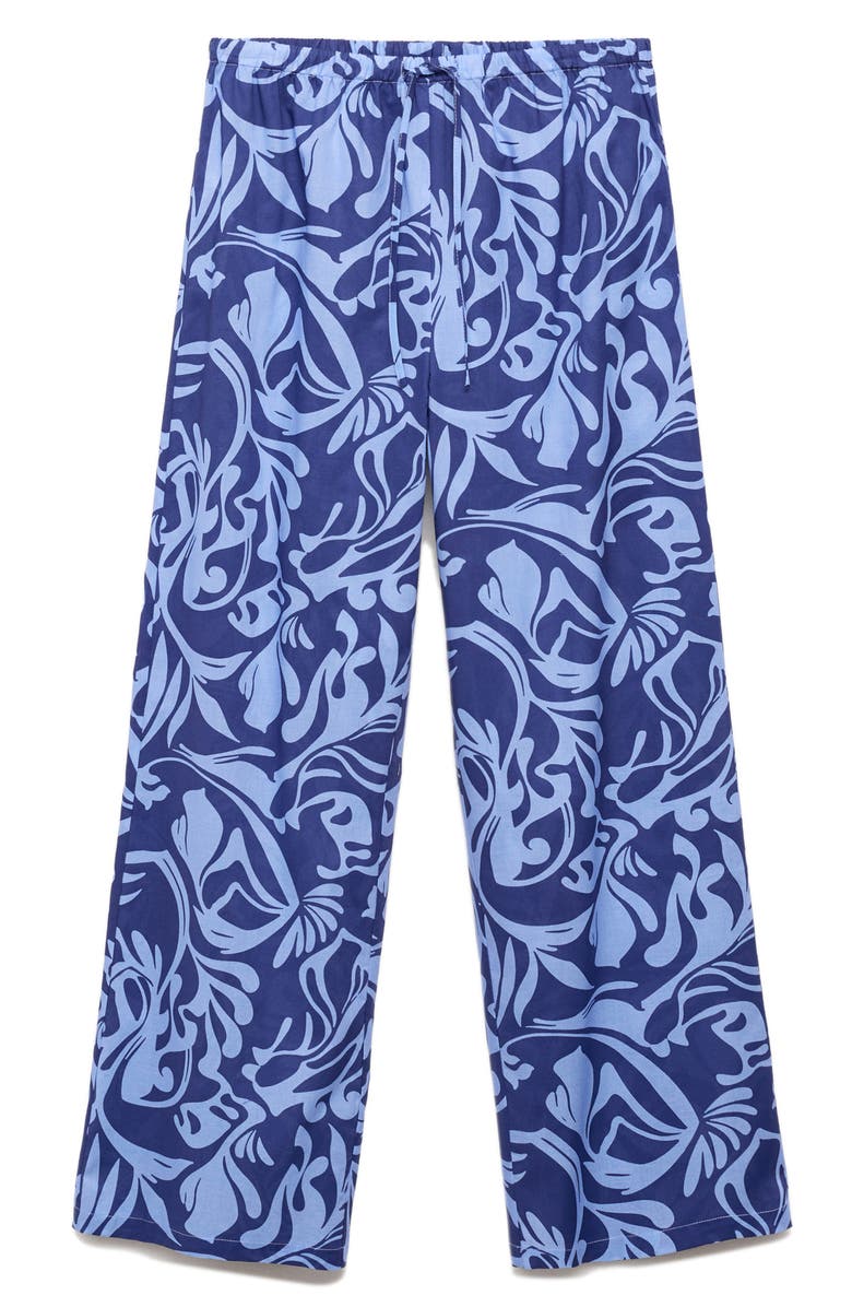 MANGO Two-Tone Print Cotton Pants, Main, color, Blue