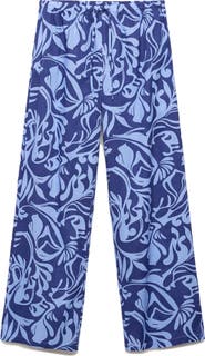 MANGO Two-Tone Print Cotton Pants