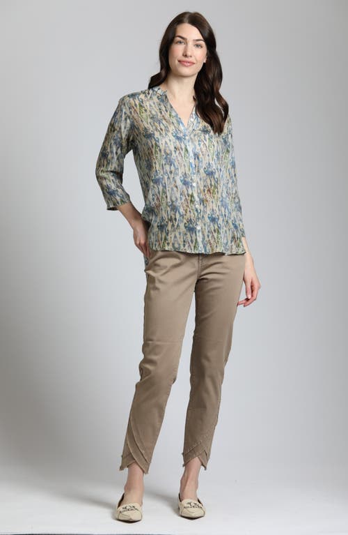 Apny Abstract Print Button-up Shirt In Beige Multi