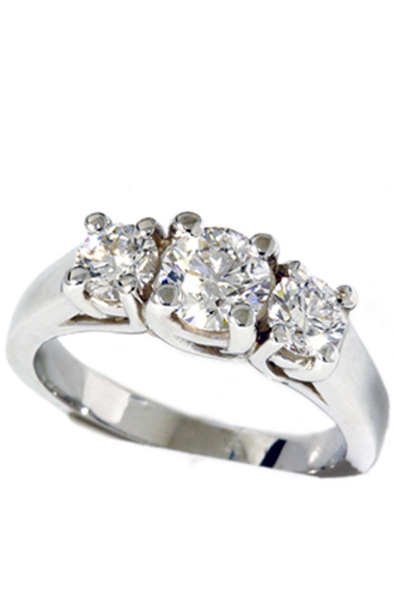 Bliss Diamond 1 3/8ct Three Stone Lab Grown Diamond Engagement Ring 14K Gold, Alternate, color, 14K White Gold