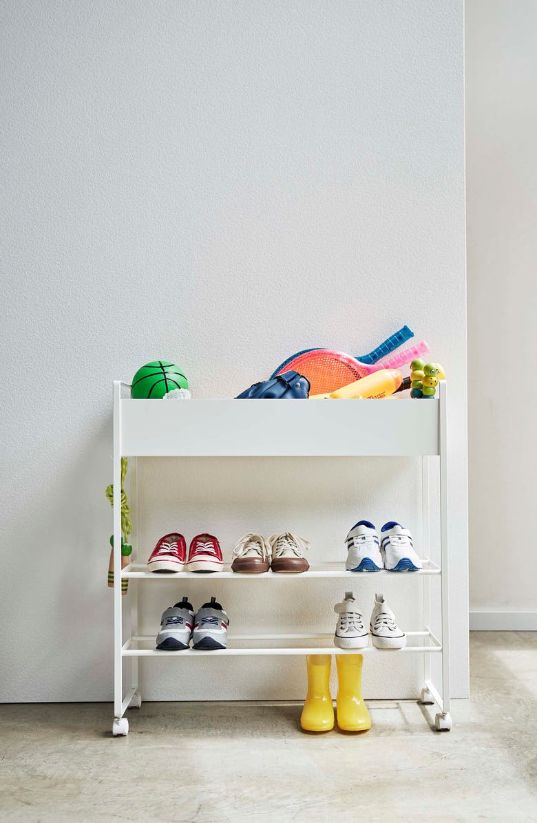 Yamazaki Rolling Entryway Storage Shelf, Alternate, color, White
