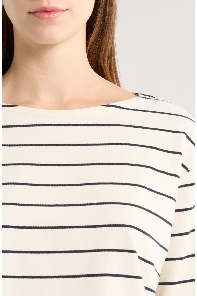 Luxe Stripe Sueded Cotton T-Shirt, Alternate, color, BLACK/ WHITE STRIPE