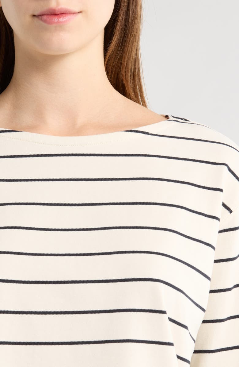 Marine Layer Luxe Stripe Sueded Cotton T-Shirt, Alternate, color, Black/ White Stripe