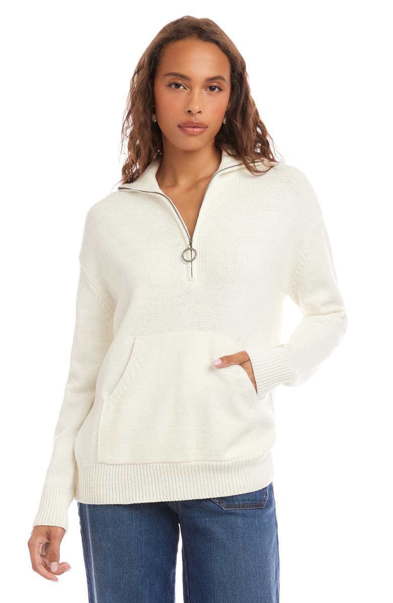 Karen Kane Half Zip Sweater, Alternate, color, Off White