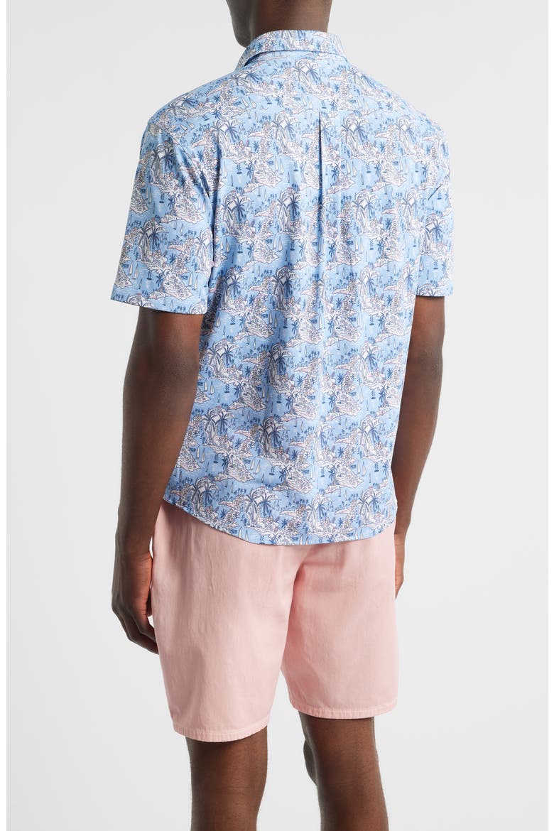 Otto Tropical Print Knit Short Sleeve Button-Up Shirt, Alternate, color, INFINITY