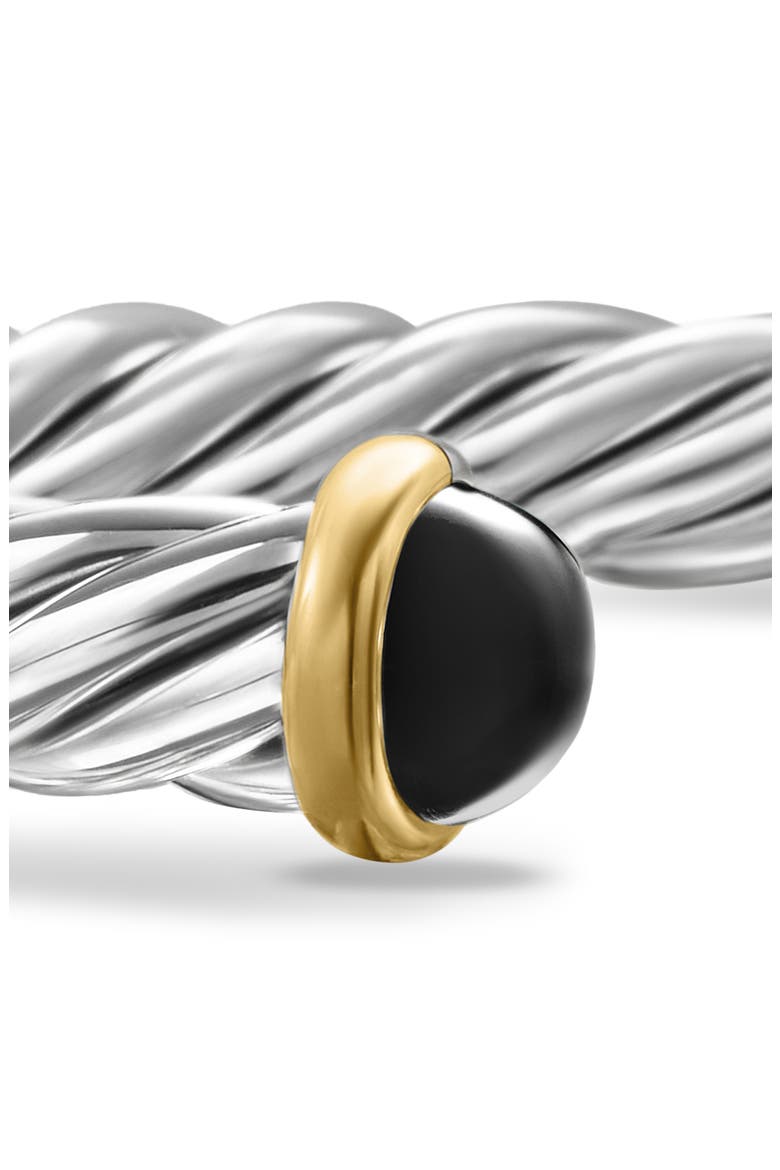Cable Cuff Bracelet in Sterling Silver with 14K Yellow Gold, 6mm, Alternate, color, SILVER/ GOLD/ BLACK ONYX
