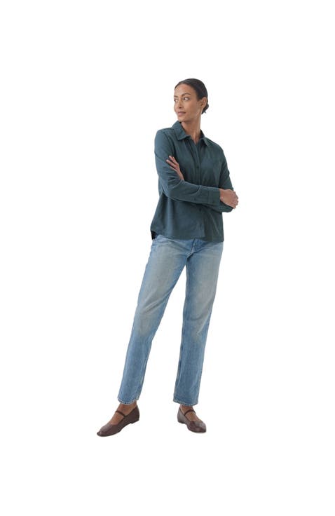 Organic Cotton Relaxed Slub Long Sleeve Button Up