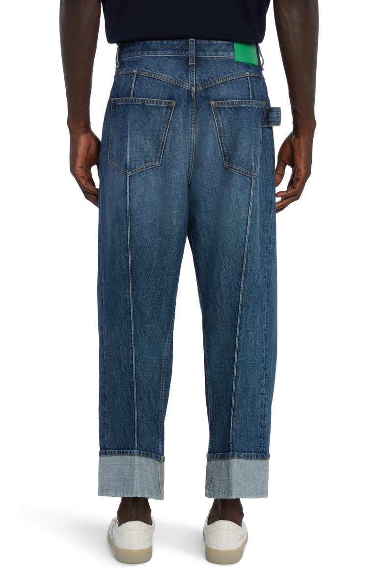 Curved Nonstretch Denim Jeans, Alternate, color, MID BLUE