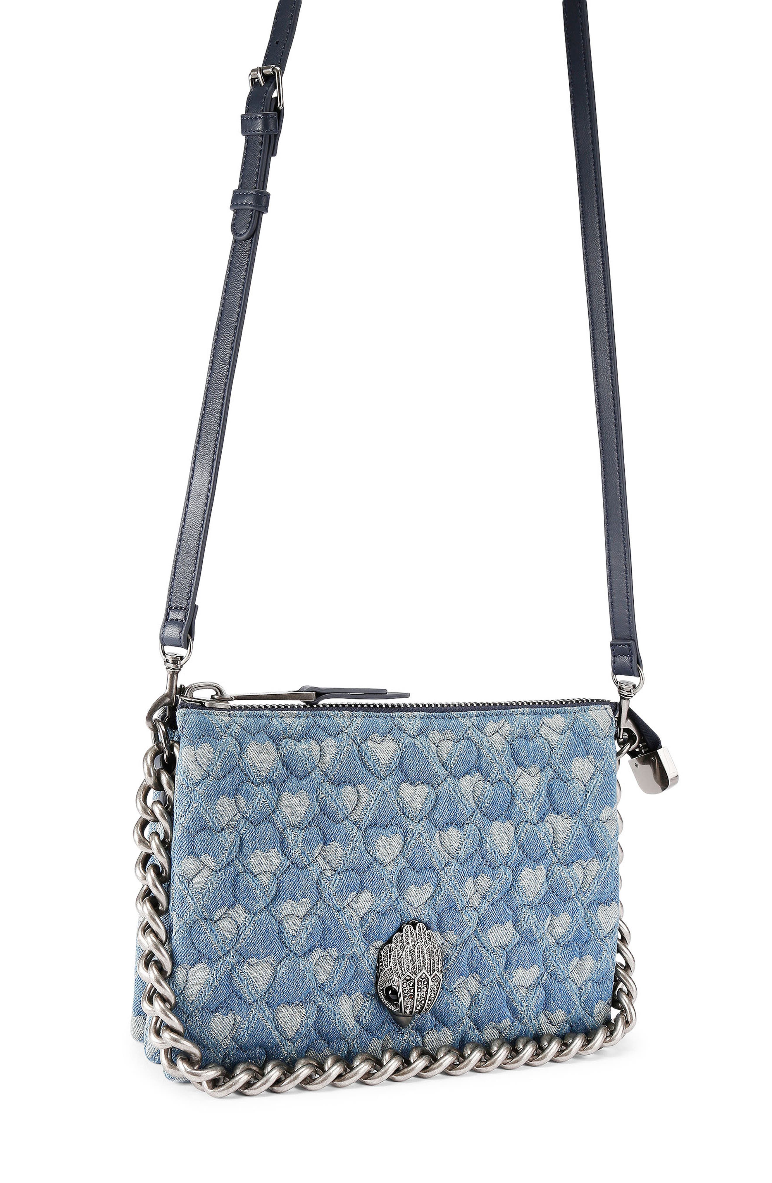 Kurt Geiger London Kensington Puff Quilted Denim Pouch Shoulder Bag, Alternate, color, Dark Blue