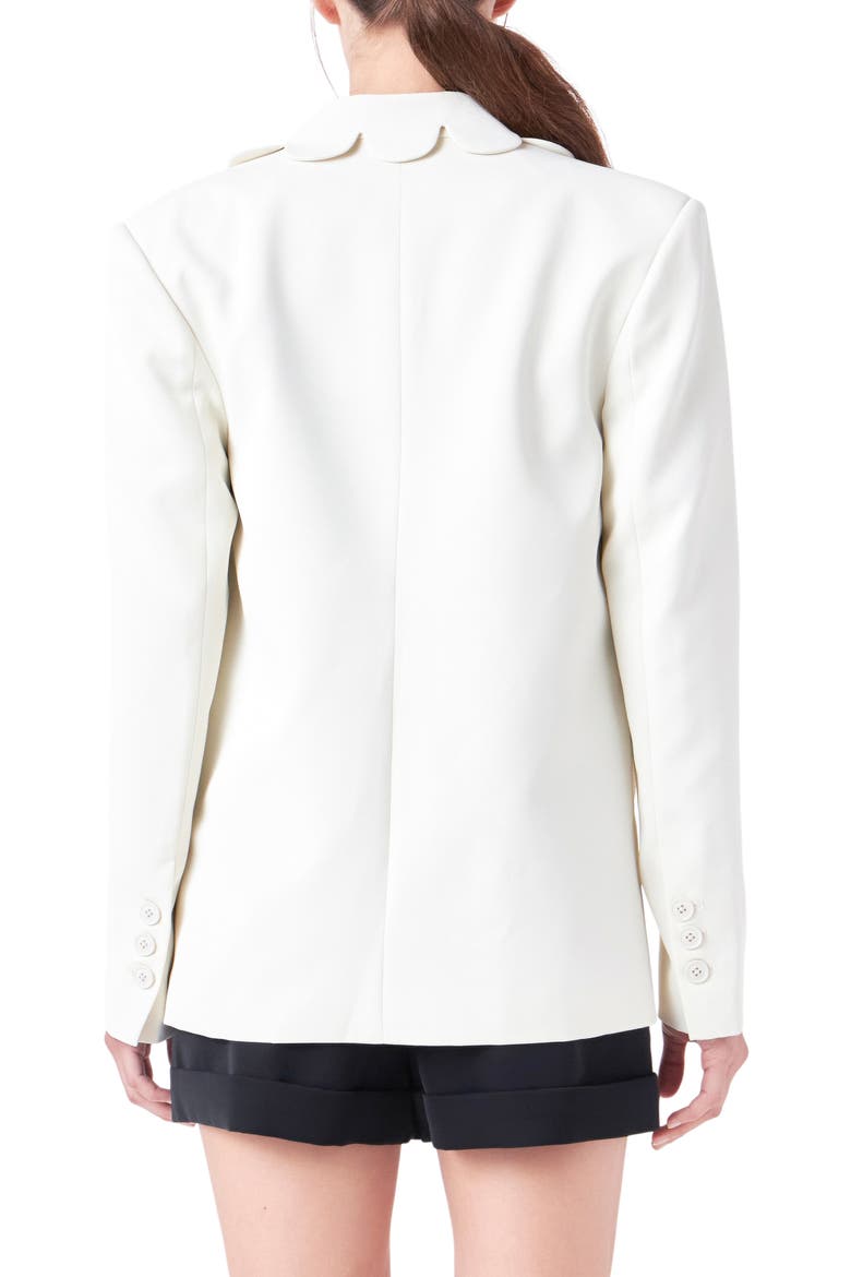 Scallop Collar Blazer, Alternate, color, CREAM