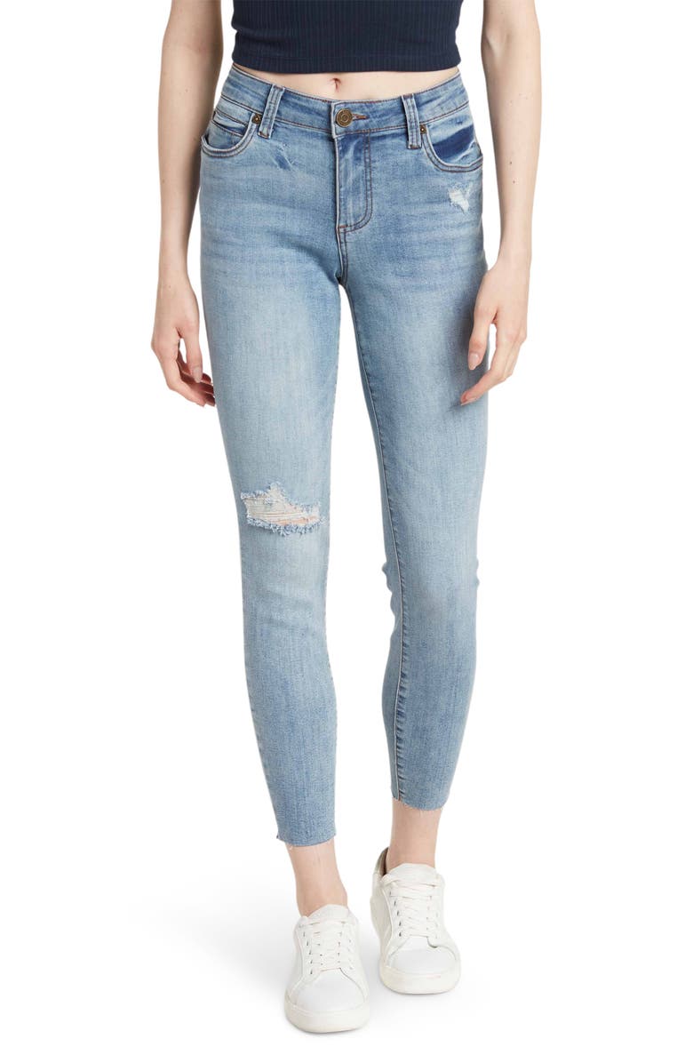 KUT from the Kloth Carlo Distressed Raw Hen Ankle Crop Skinny Jeans, Main, color, 