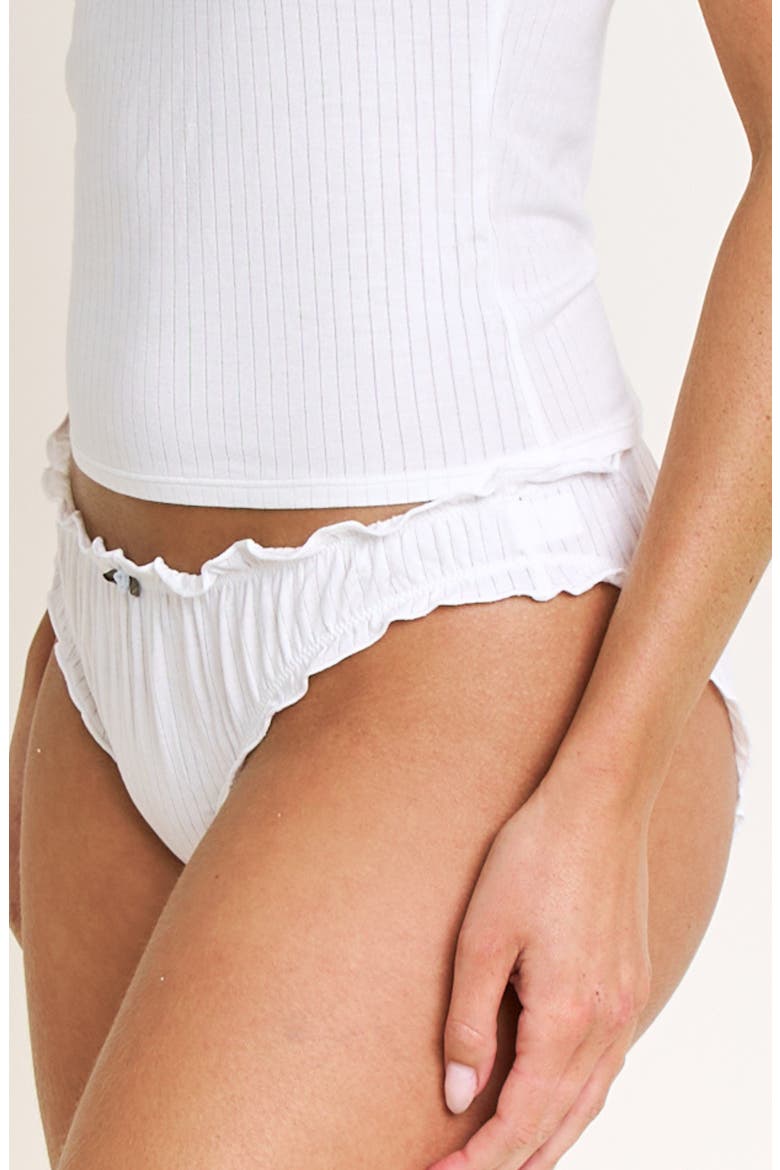 Dolly Lettuce Edge Rib Bikini Briefs, Alternate, color, WHITE