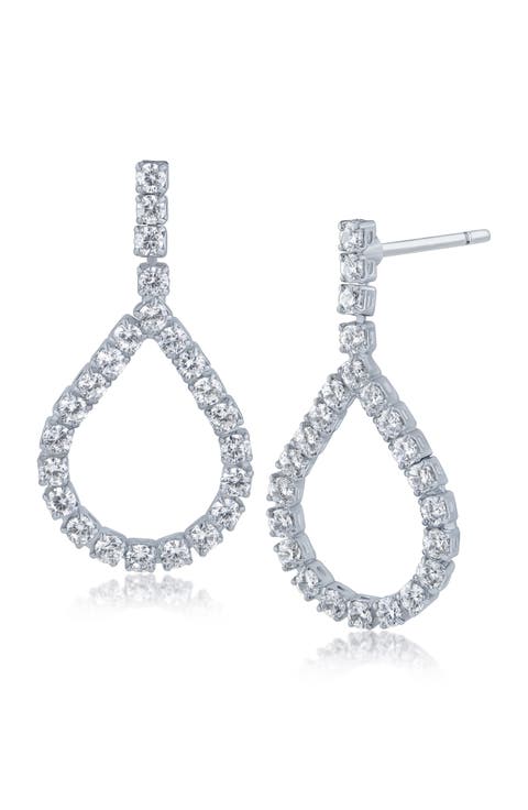 Cubic Zirconia Loop Drop Earrings