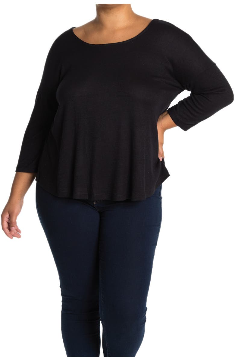 Bobeau 3/4 Length Sleeve Cross Back Top, Main, color,