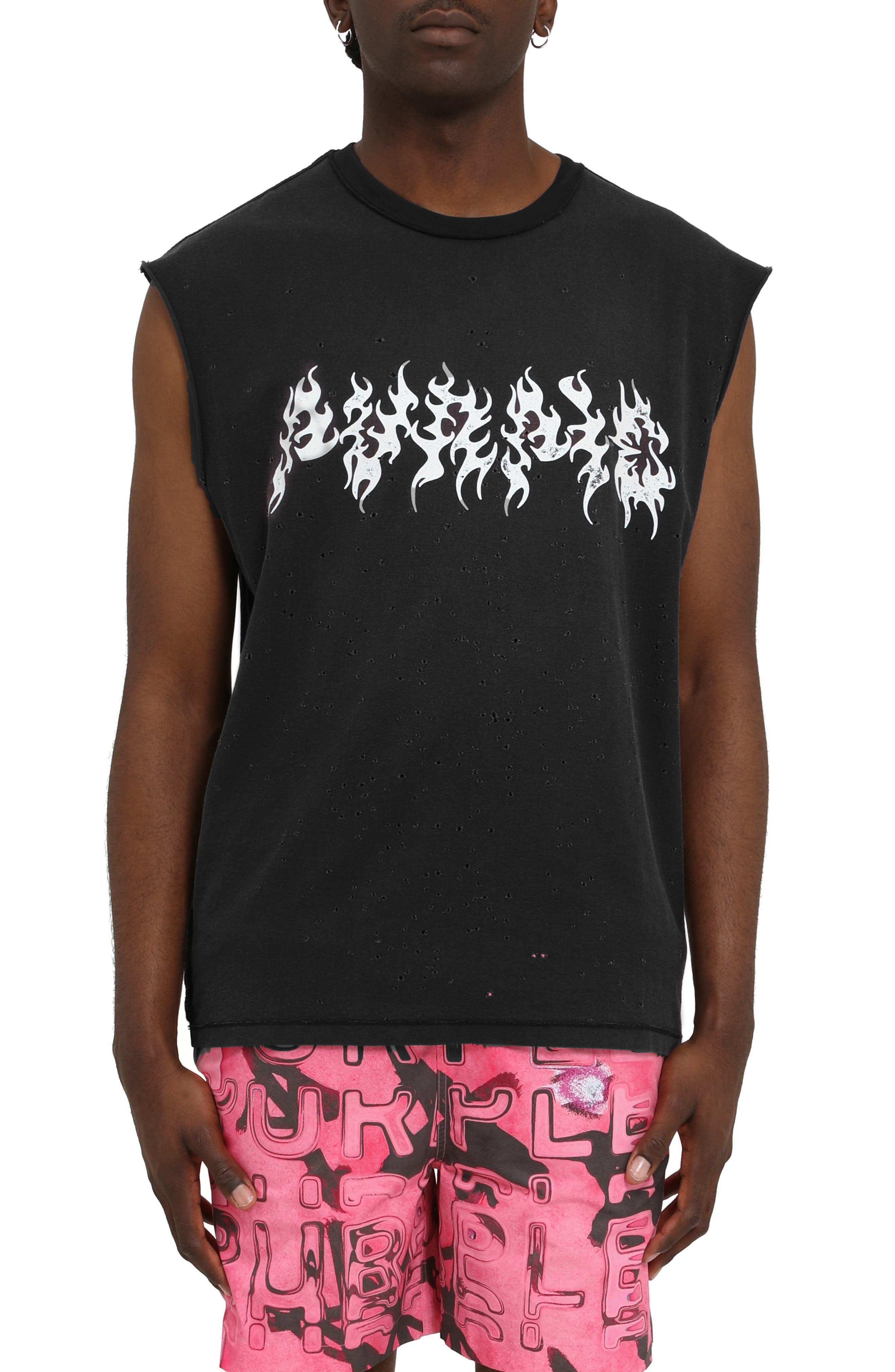 Textured Logo Cotton Muscle Tee