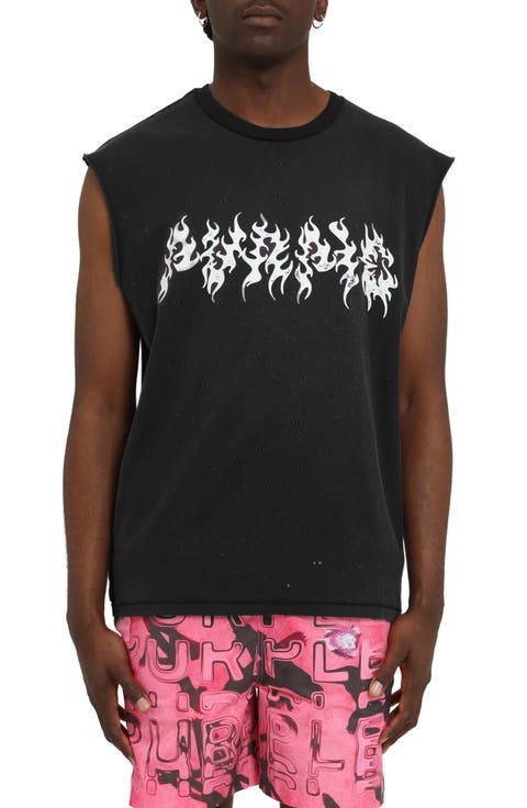 Textured Logo Cotton Muscle Tee