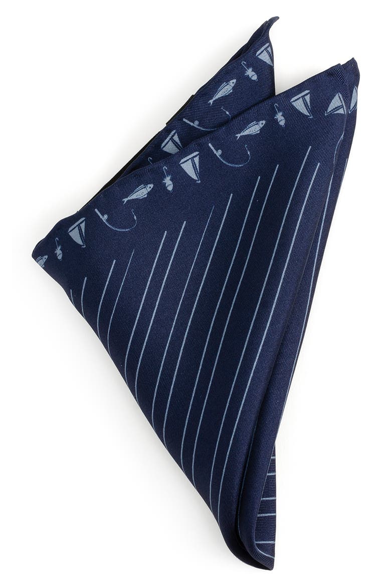 Nautical Silk Pocket Square, Main, color, BLUE