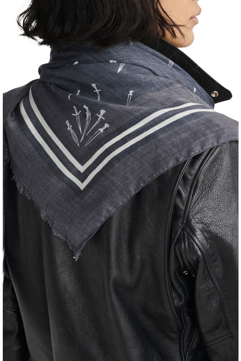 Dagger Print Scarf, Alternate, color, BLACK