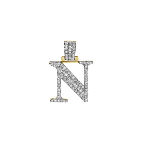 Luvmyjewelry N Initial Diamond Pendant 10k Yellow Gold In 10k Yellow Gold