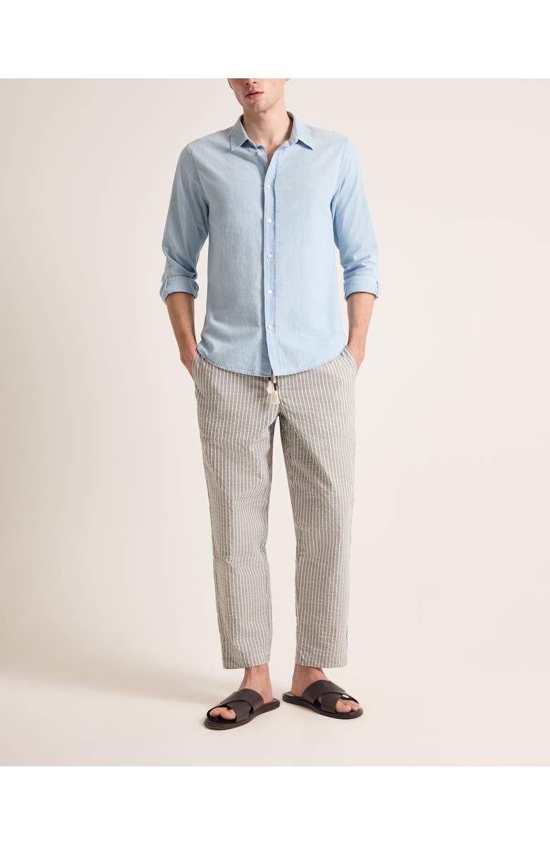 Orlebar Brown Sonoran Seersucker Relaxed Fit Seersucker Stripe Trousers, Main, color, Elephant Grey/Latte Stripe
