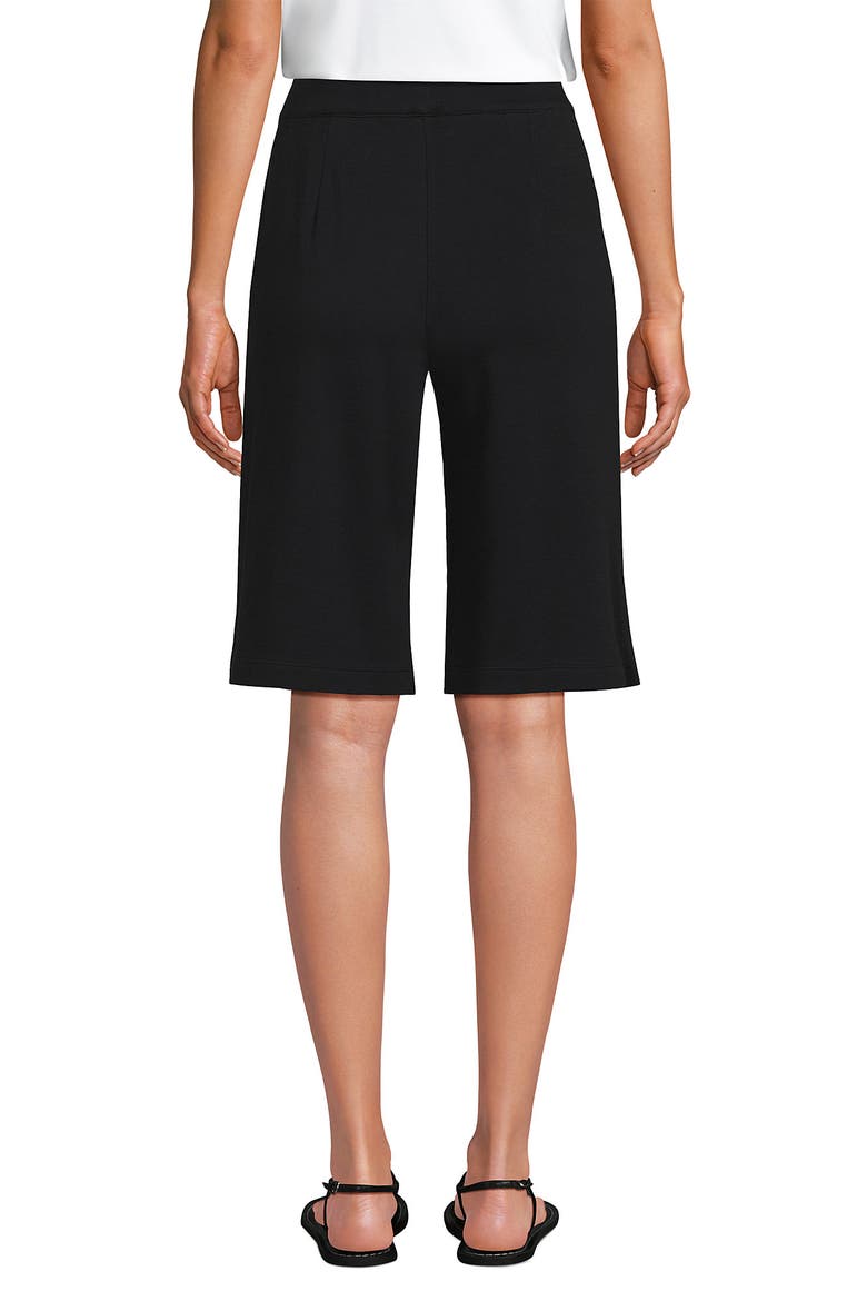 Plus Size Sport Knit High Rise Pleated 12" Bermuda Shorts, Alternate, color, Black