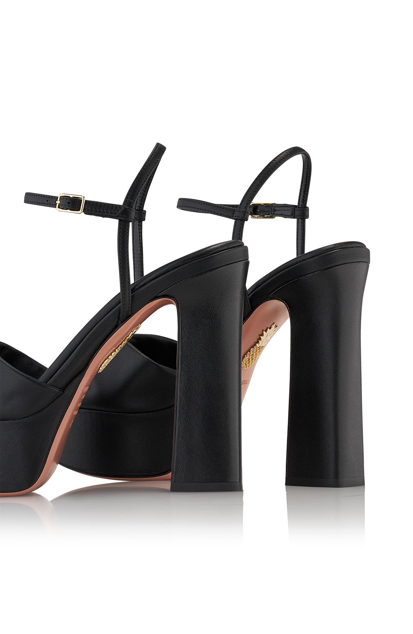 Aquazzura Twist Ankle Strap Platform Sandal, Alternate, color, Black