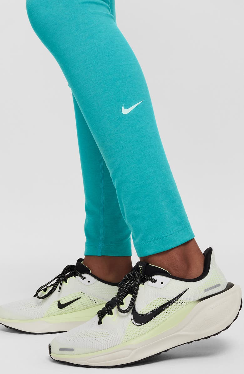 Nike Kids' Nike One Dri-FIT Leggings, Alternate, color, Dusty Cactus/ Teal/ White