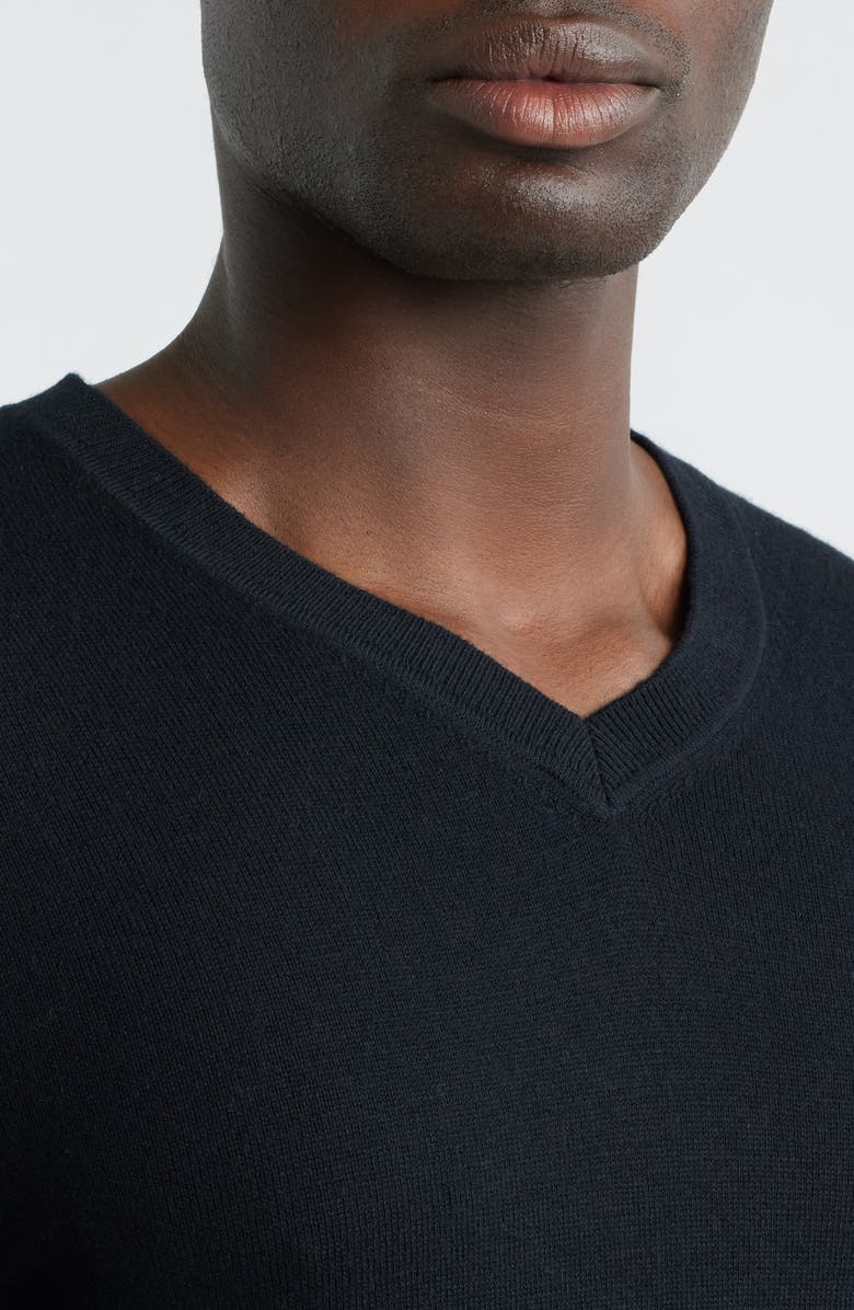 Nordstrom Cotton & Cashmere V-Neck Sweater, Alternate, color, Black Caviar