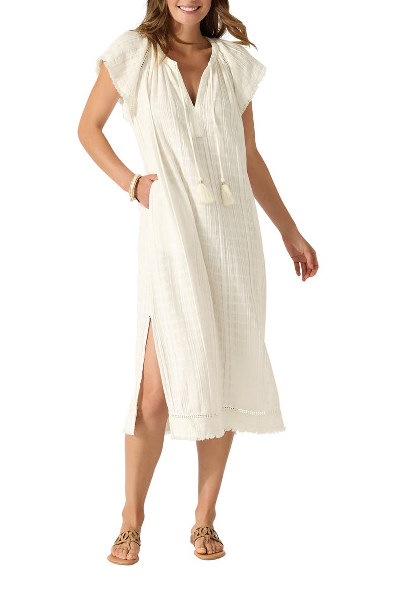 Mykonos Cotton Gauze Cover-Up Midi Dress, Main, color, COCONUT
