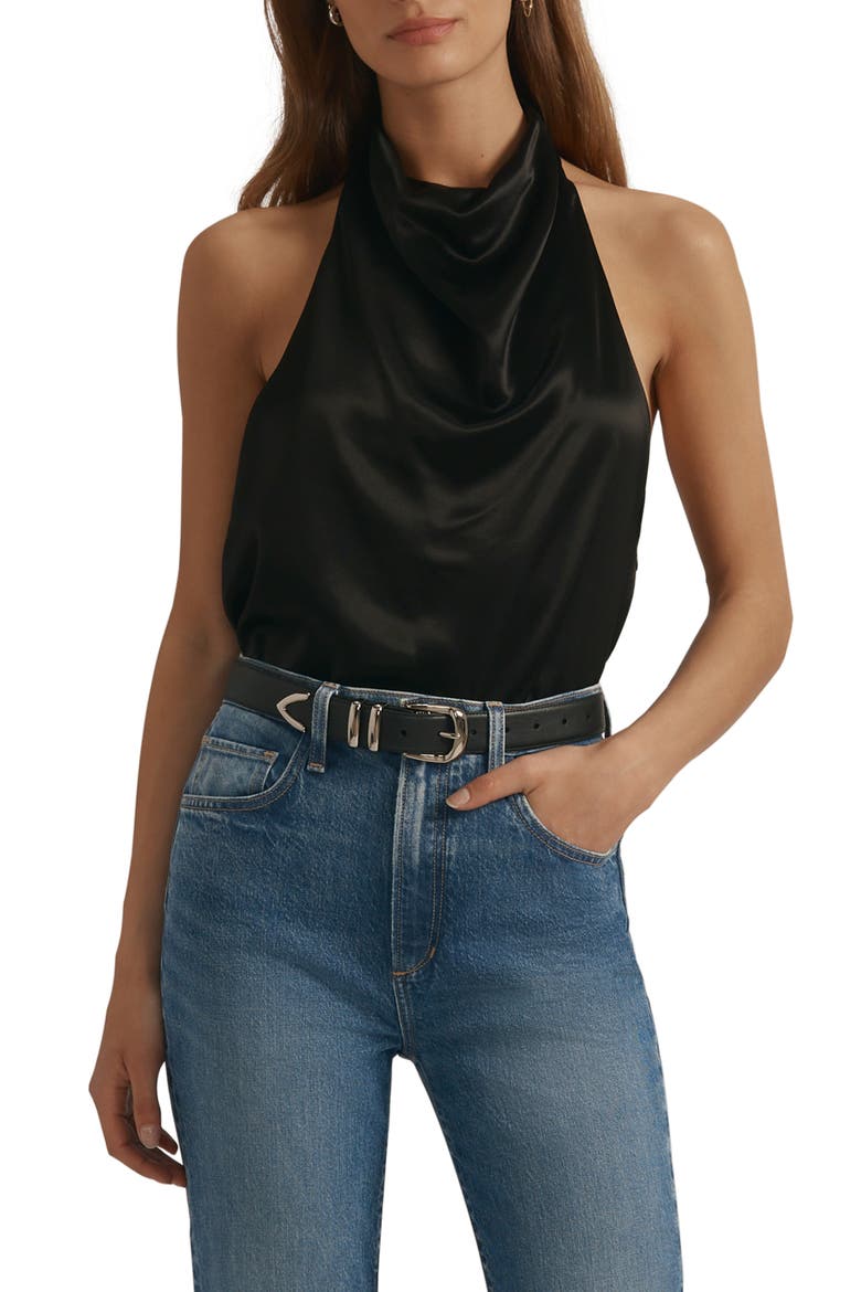The Ladies Night Satin Halter Top, Main, color, BLACK