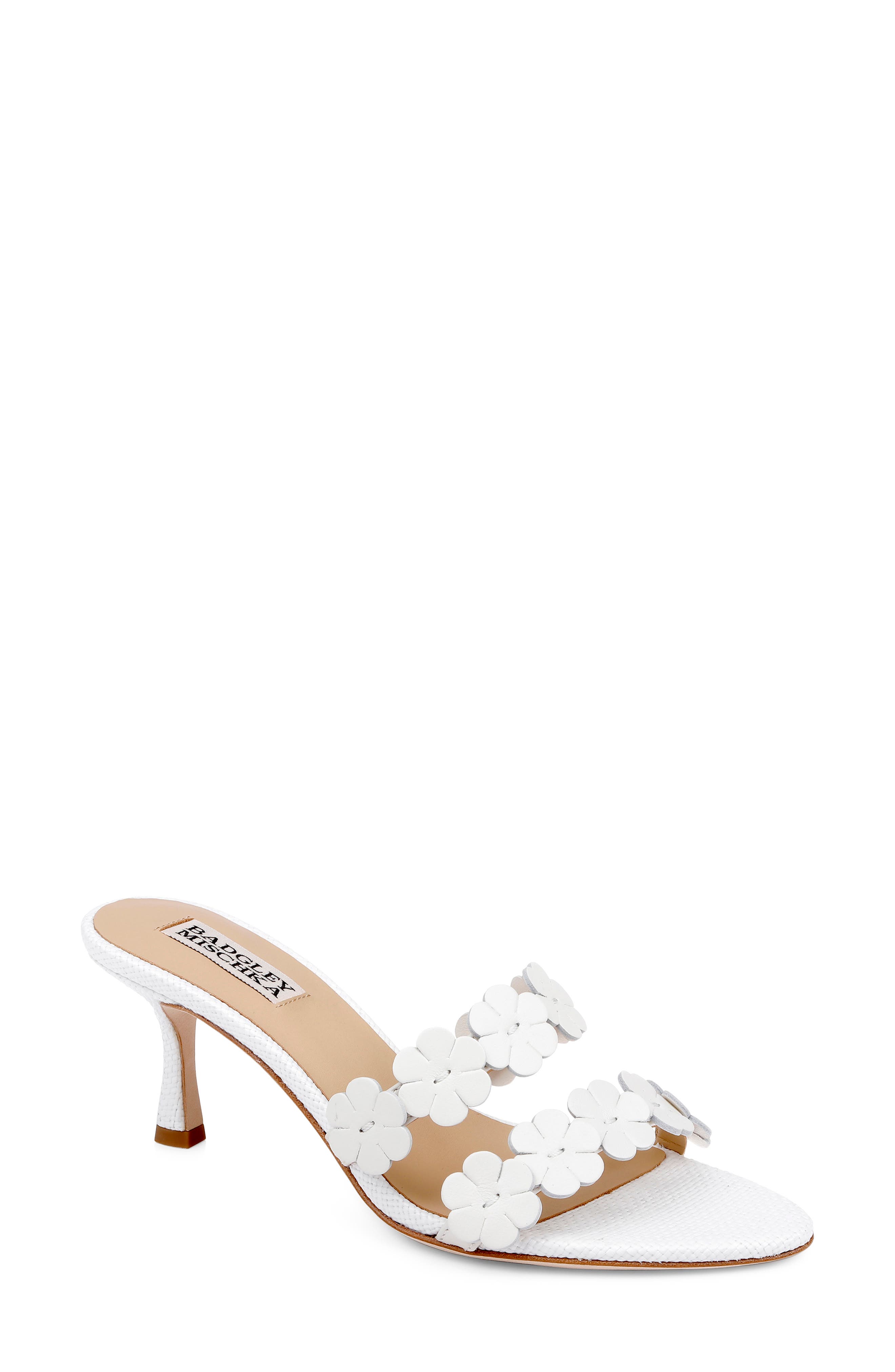 Badgley Mischka Collection Watertown Pointed Toe Slide Sandal, Main, color, White Leather