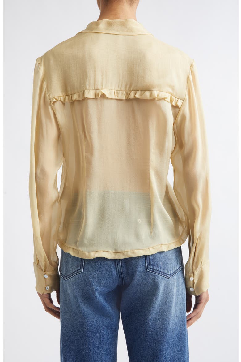 Eralda Sheer Silk Button-Up Shirt, Alternate, color, ECRU
