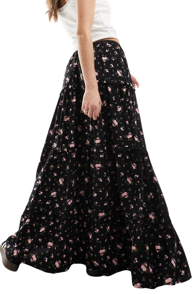 Miss Selfridge Floral Tiered Maxi Skirt, Alternate, color, 